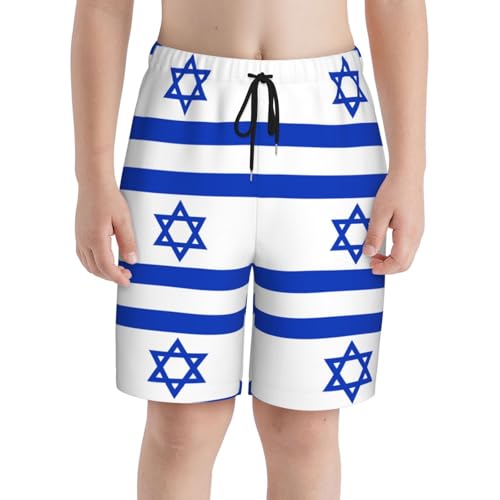 Israeli Flag Youth Beach Pants, Soft and Breathable, with Drawstring Waist, Suitable for Sports and Leisure.3