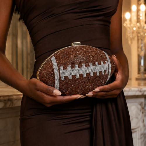 Image of Gripit Bling Rhinestone Football Shaped Rugby Quirky Bag Purse Novlety Chain Purse
