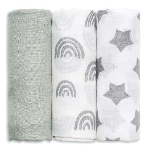 GLLQUEN BABY Receiving Blanket Boy Cotton Muslin Swaddle Blankets Girl Newborn Squares Breathable & Soft Thin Baby Blankets Cloths Double Absorbent...