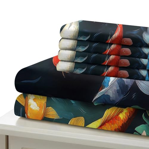 Housse de couette 135x200 carpes koï en microfibre douce - 6