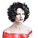 GNIMGIL Female Short Curly Black Hair Wigs for Women Ladies Natural Layered Synthetic Heat Resistant Hair Daily Wear Halloween Fancy Dress Party Wig