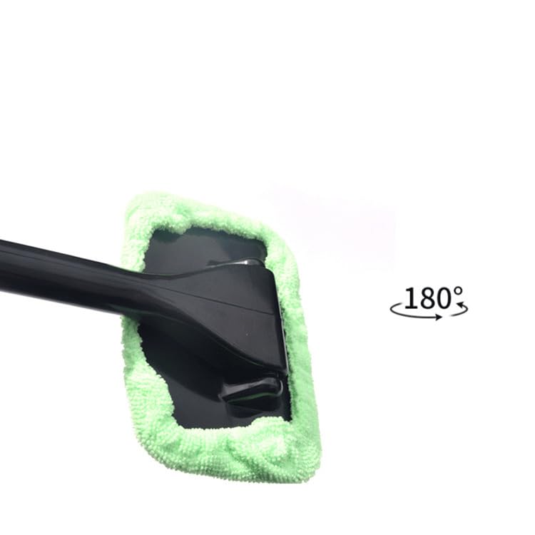 Strumento di Pulizia Auto per Parabrezza, Manico telescopico con 4 Cuscinetti in Microfibra, per Veicoli Interni ed Esterni, Grigio