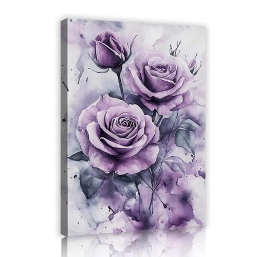 Impression botanique roses violettes pour déco murale de cuisine
