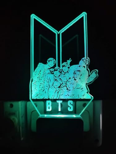 Image of 3D Optical Illusion BTSs Acrylic Night Lamp, 7 Colors RGB Auto Color Changing Led Plug and Play Night Light Lamp (Acrylic, Multi Color, Pack of 1) (BTSs5)