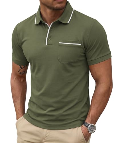 Polo à manches courtes anti-transpiration en coton mélangé pour homme actif