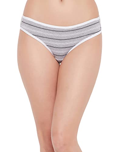 Image of Clovia Women's Cotton Pack of 2 Low Waist Floral Print Bikini Panty in Black & White