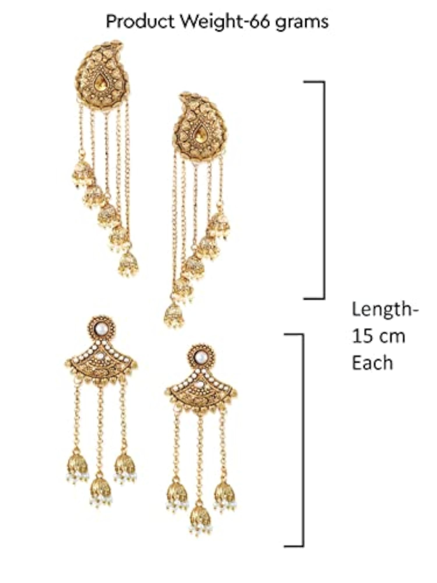 Women's Combo of Two Tassels with Dome-Shaped Jhumki Earrings