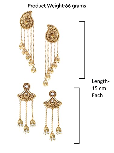 Women's Combo of Two Tassels with Dome-Shaped Jhumki Earrings
