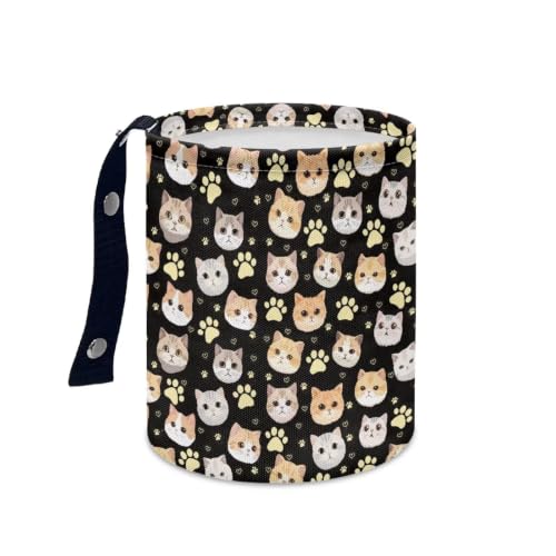 Image of Cute Cats Car Trash Can - Cute, Portable,Collapsible Back Seat, Front Console, Floor, or Hanging Headrest Waste Basket Cars Garbage Bag