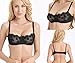 Vogue's Secret Women Sexy Mesh Unlined Bra Underwire See-through Demi Cup Bralette, Black, 42B