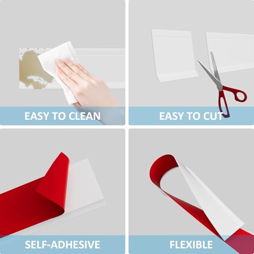 Image of Duzzy Flexible Baseboard Trim, 6 Inch(H) x 20 Feet(L) Peel and Stick Vinyl Baseboard Molding Trim, Self-Adhesive Wall Base Cove Base