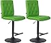 CLP Set 2 Sgabelli Cucina con Schienale Kells in Stoffa O Similpelle I Coppia Sgabelli Bar Chesterfield Girevoli in Metallo, Colore:Verde, Materiale:Ecopelle