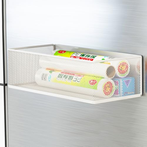 調味料ラック 冷蔵庫 収納 洗剤ラック 洗濯機 マグネット 収納 キッチン マグネット棚 スパイス 収納 強力な磁力 1個 (白, 幅 27cm x 奥行 12cm x 高さ 7.7cm)