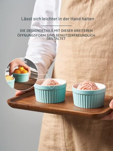 DOWAN Creme Brulee Schälchen, Souffle Förmchen Backofenfest, 6er, 235 ml – Ansicht 6