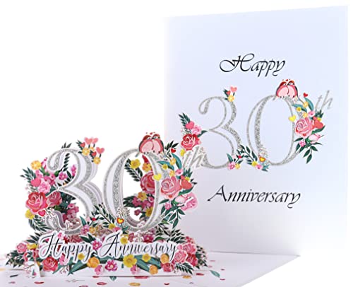 iGifts And Cards Happy 30th Milestone Anniversary 3D Pop Up Greeting Card, Perfect Couple, Elegant Wedding, Marriage