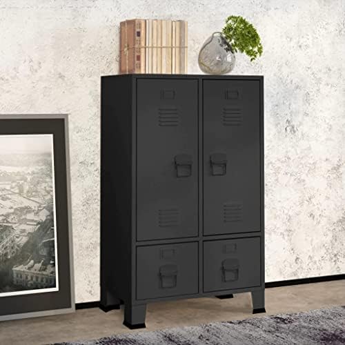 vidaXL Wardrobe Metal Industrial Style 67x35x107cm Black Storage Organiser