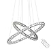 Produktbild 48W LED Kristall Design Hängelampe Deckenlampe Pendelleuchte Kreative Kronleuchter Zwei Ringe Dimmbar Lüster (48W Dimmbar)