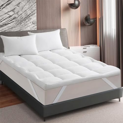 Image of Linenwalas Premium Microfiber Topper for Most Comfortable Hotel Bed Feel - 2 inch+ Luxuriously Thick, 4000 GSM Baffle Box Design Mattress Padding for Double /King Size Bed (6 x 6.5ft, 72 inchx78 inch)