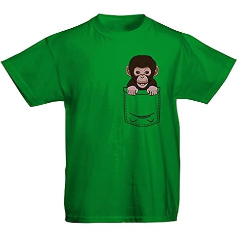 Youth Kids Monkey Chimp T-Shirt Green Cover