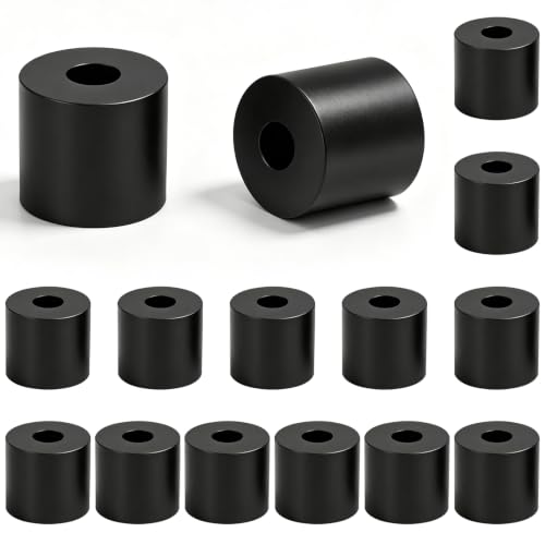 Image of 15PCS Black Round Rubber Spacers, 1 inch OD x 3 /8 inch ID x 1 inch Thickness Multi Purpose Rubber Bushings Anti Vibration Spacer for Electrical Repair, Home and Car Accessories