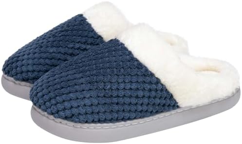 Somdot Women’s Slippers Memory Foam Slippers for Woman Indoor Fluffy Slip on Home Slippers with Non-slip Rubber Sole