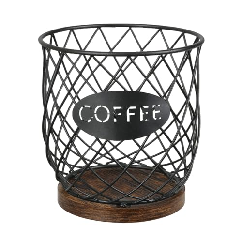 YINMIT K Cup Holder Organizer, Sturdy Coffee Pod Holder Organizer, 35 Kcup Large Capacity Storage Basket for Kitchen Counter and Office Desktop (Circular Grid)