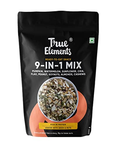 Image of True Elements 9 in 1 Snack Mix 250g - Seeds for Eating | Nuts and Seeds Mix | Diet Snacks | Mix Seeds & True Elements Halim Seeds 500g - Aliv Seeds
