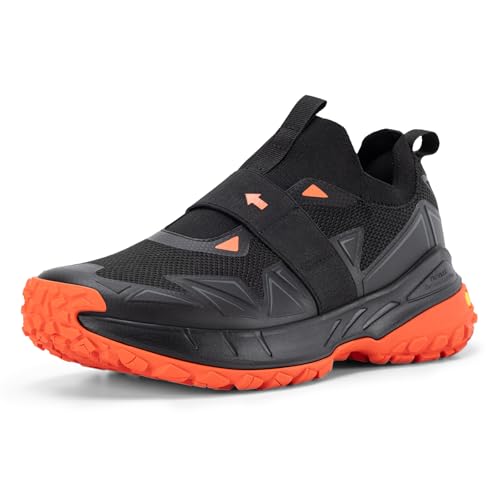 FitVille Men's Extra Wide Slip On Shoes Comfortable Orthopedic Hiking Sneakers with Arch Support Slip Resistant Trekking Walking Shoes for Travel Camping