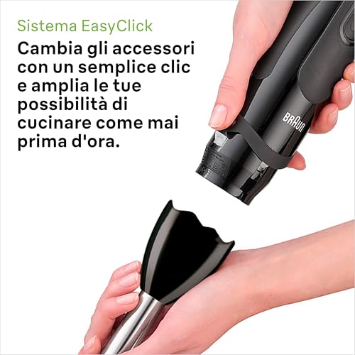 Braun Multiquick7 MQ5237, Minipimer Frullatore ad Immersione, 21 Velocità, Dotato di Tritatutto da 500ml, Schiacciapatate, Frusta a Filo e Bicchiere, 1000watt, nero - 5