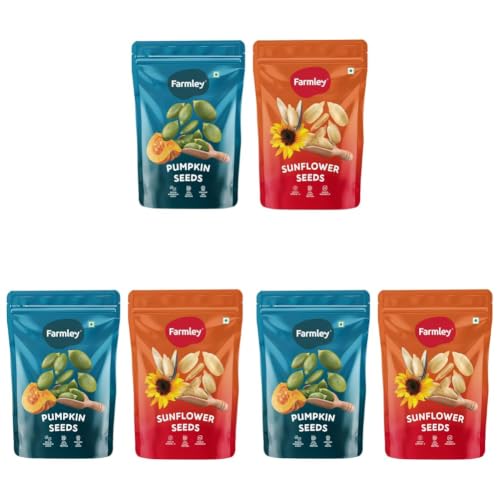 Image of Farmley Edible Seeds Combo 400 g | Chia Seed + Sunflower Seed + Pumpkin Seed I Superfood Mix for Healthy Eating | Rich in Protein & Fiber (200g, each) (Pack of 6)