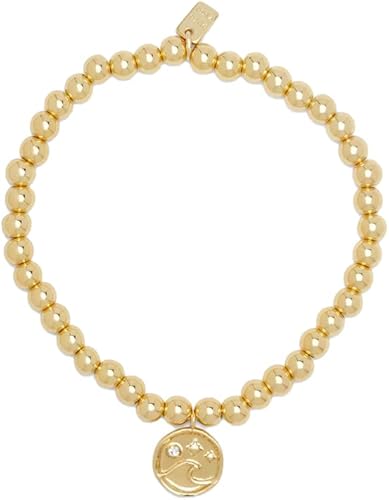 Pura Vida Pulsera de metal con ondas doradas, pulsera de cuentas con cordón elástico, pulsera de cuerda para mujer, pulseras apilables, pulseras