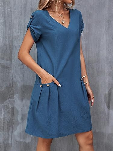 Robe tunique bleue à boutons REDESYN Large de qualité - 5
