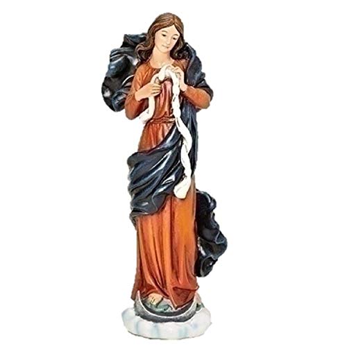 Roman Joseph's Studio Inc. Mary Undoer of Knots Figure on Base, Religious Gift for Home Decor, 6.75" H Resin and Stone, Renaissance Collection
