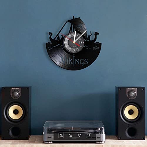 Guang trading 30cm Horloge Murale Silencieuse Vikings Disque Vinyle Horloge Murale Vikings Chambre décor Horloge Murale Moderne Vikings série LP Mur Art Horloge Murale Cadeau d'anniversaire – vue 3
