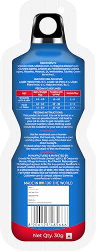 Image of Drools All Life Stages Creamy Lickable Cat Treat (30g x 15) Total 450g Pack of 15| Real Chicken Flavour | Easy to Hand Feed | High Moisture | Easier Acceptance Protein