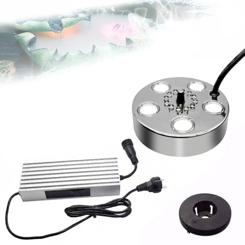 Nebulizzatore con luci a LED, 5 teste, uscita 2500 ml/h per laghetti, giochi d'acqua, Halloween, decorazioni natalizie, perfetto per creare effetti atmosferici
