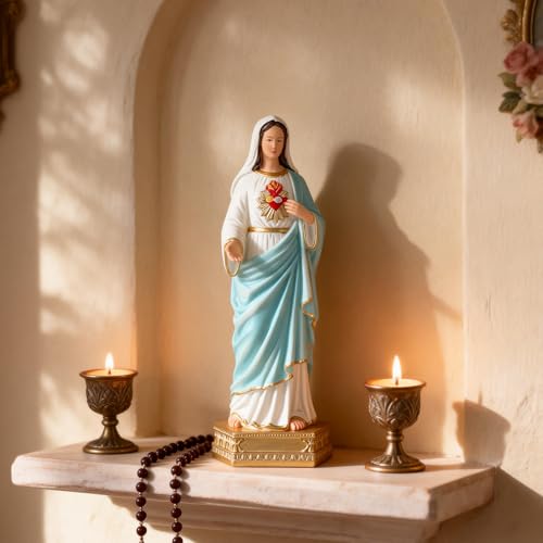 Estatua Inmaculado Corazón de María de 8.4 pulgadas miniatura 6