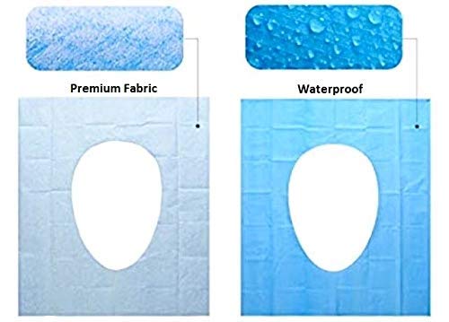 Image of ISHTA Disposable Waterproof Toilet Seat Covers - 60 Covers (5 Covers /Pack - 12 Pack) | Fold To Hold So No Contact With Unhygienic Seats | Fabric | Hygiene Anytime Anywhere