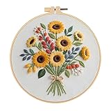 Sunflower Embroidery Kit for Beginners - All in One DIY Cross Stitch Starter with Hoop, Pre-Printed Fabric...