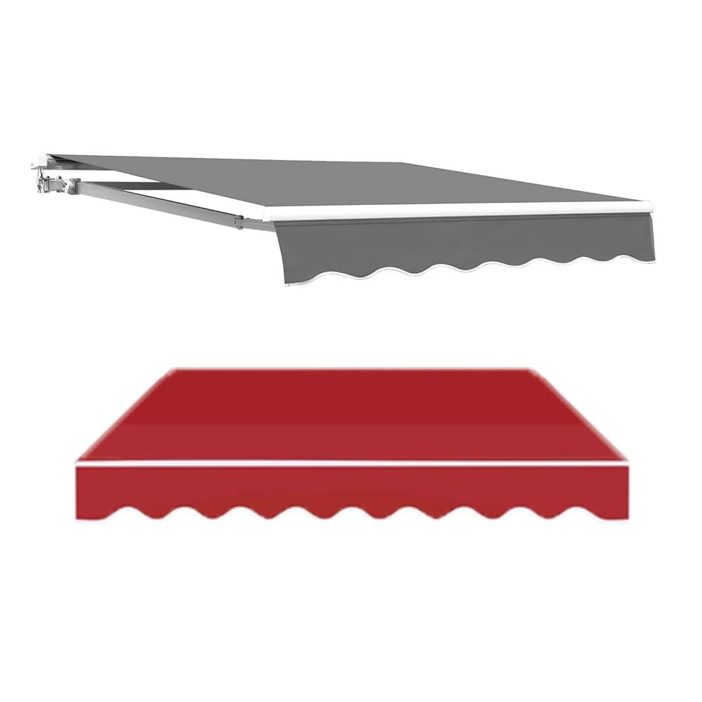 Auvent de rechange en tissu imperméable et rétractable pour terrasse - Rouge (4,5 x 1,5 m / 15x5ft)