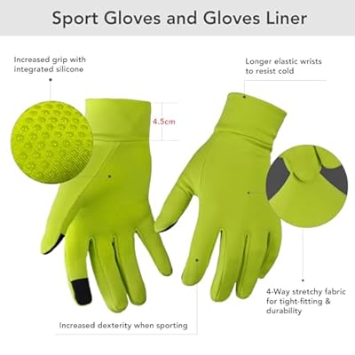 Unigear Lightweight Running Gloves, Touch Screen Anti-Slip Warm Gloves Liners for Cycling Biking Sporting Driving for Men Women