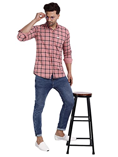 Image of Majestic Man Slim Fit Cotton Casual Check Shirt for Men