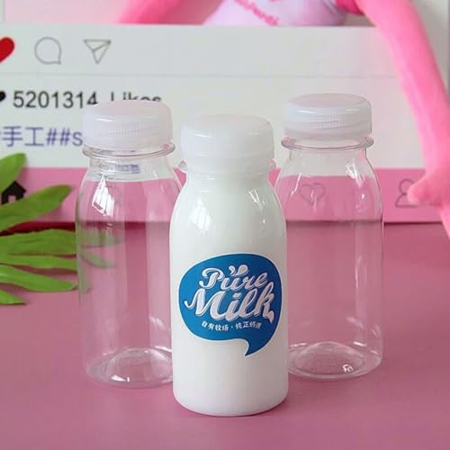 Scicalife Vide Bouteilles De Jus En Plastique avec Bouchon 200ML Large Bouche Clair Yogourt Pots Boire Du Bouteilles Confitures Gelée Récipient pour Le Miel De Mariage (12 Pièces) – vue 9