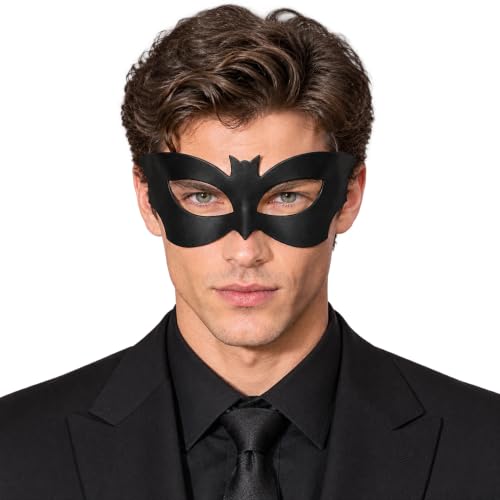 U-Zomir Bat Mask for Women, PU Leather Black Bat Eye Mask Costume for Men Women Girls Adult, Masquerade Halloween Cosplay Raves Dress Up Costume Accessories