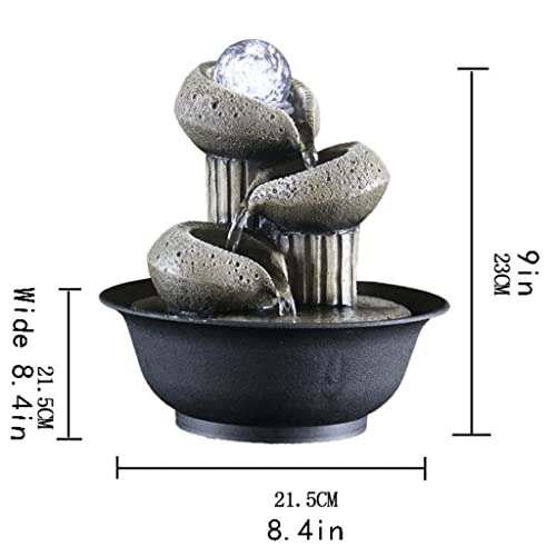 Fontaine d'intérieur boule Feng Shui et cascade d'eau relaxante de table modèle C