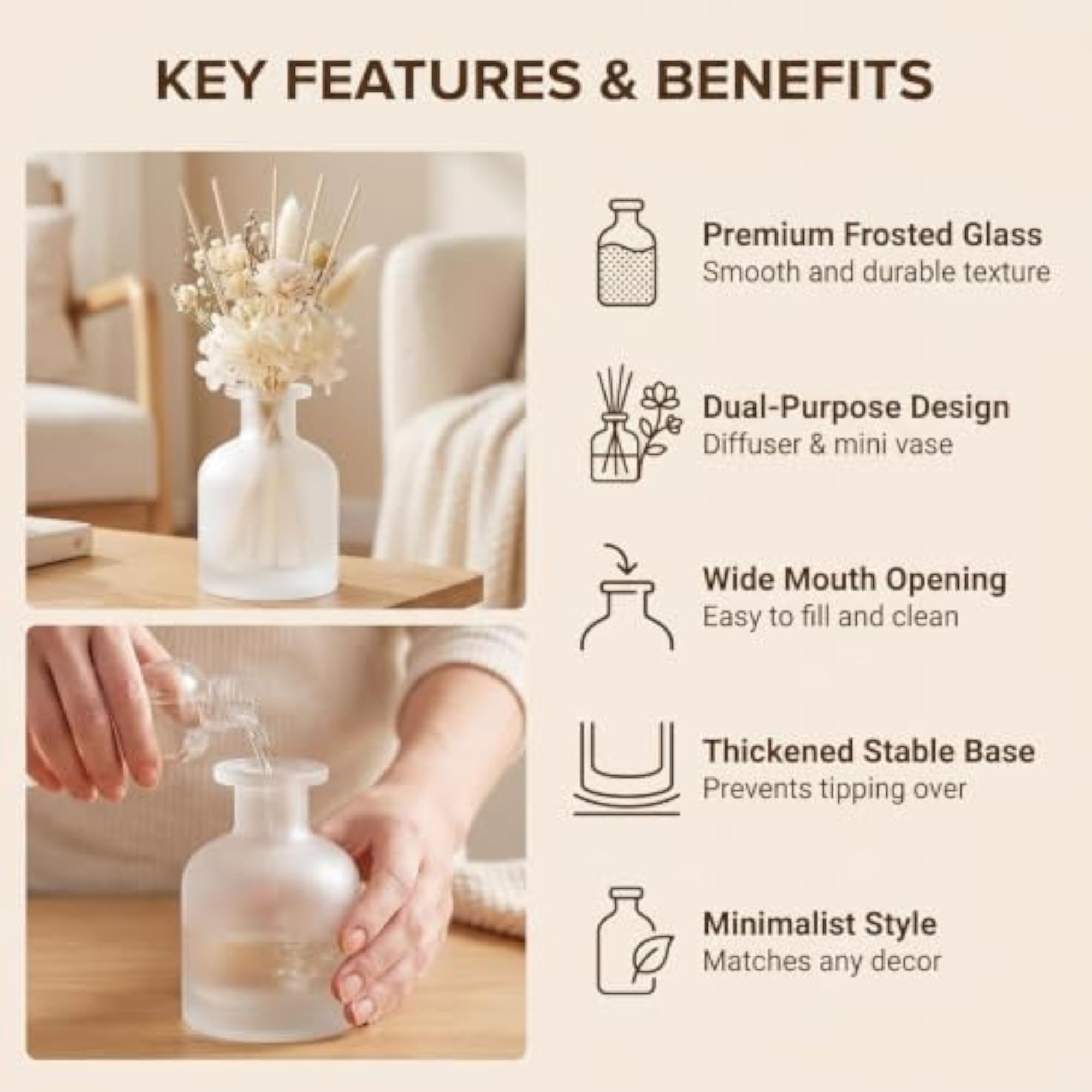 150ML White Frosted Glass Diffuser Bottle for Aromatherapy