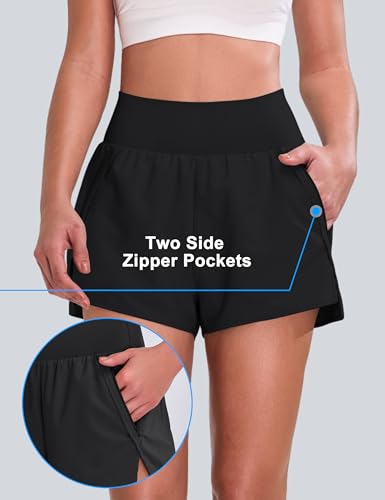 Blooming Jelly Womens High Waisted Running Shorts V Side Split Quick Dry Workout Athletic Shorts with Pockets 2025 2"2