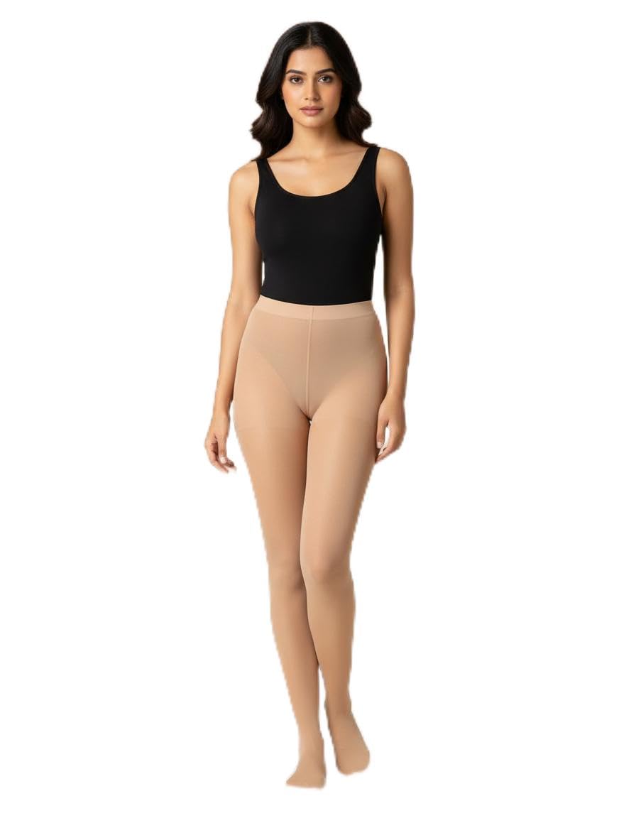 Sylara Women's High Waist Sheer Nude Beige Pantyhose Tights - Free Size, Super Soft Stretch Comfort Stockings for Daily Wear-image-25