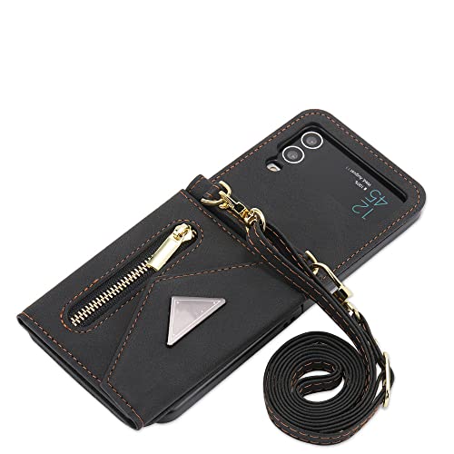 Coque cuir Samsung Z Flip4 de qualité supérieure avec lanière amovible