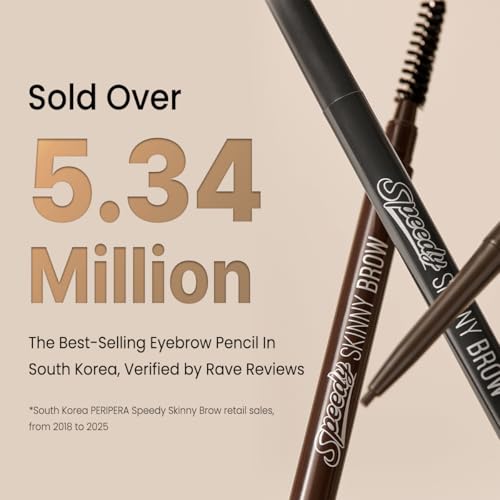 Image of PERIPERA Speedy Skinny Brow (12 MILKY TAUPE),1.5mm Precise Eyebrow Pencil, Dual-Sided Fine Tip Shades, Define Fills Brow Make up, K Beauty, Korean Make-up, Safe for Sensitive Skin